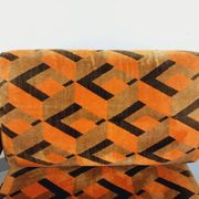 Pair of vintage walnut and velvet fabric sleigh armchairs from the 70s