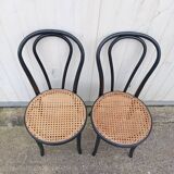 Pair of fmg bentwood and cane bistro chairs