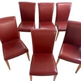 Poltrona Frau Italy - 6 chairs in varnished wood and leather