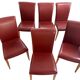 Poltrona Frau Italy - 6 chairs in varnished wood and leather