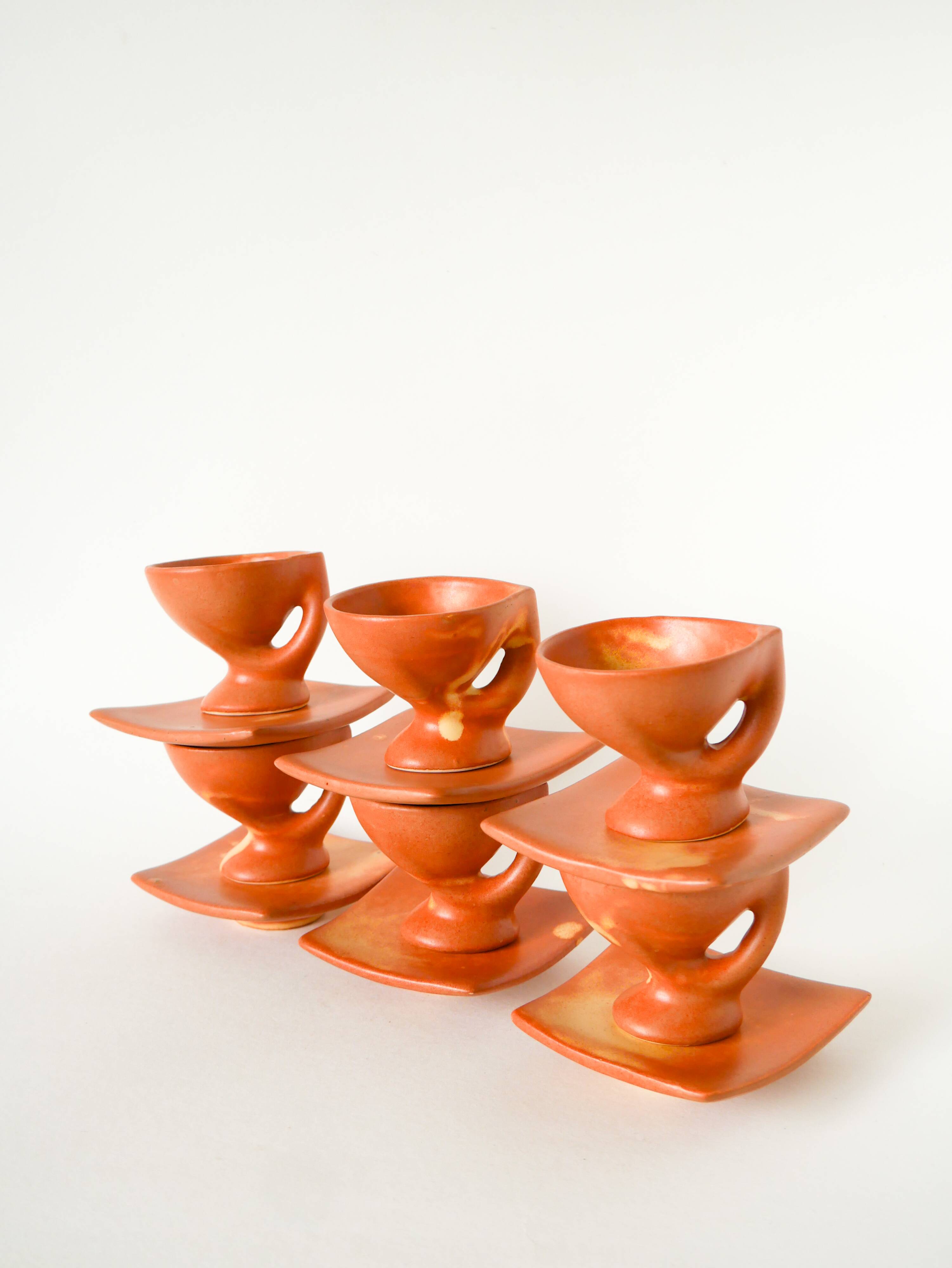 service à café en grès, Forme Libre, Vallauris, 1970