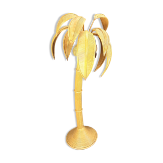 Vintage bamboo palm tree floor lamp, 1970s