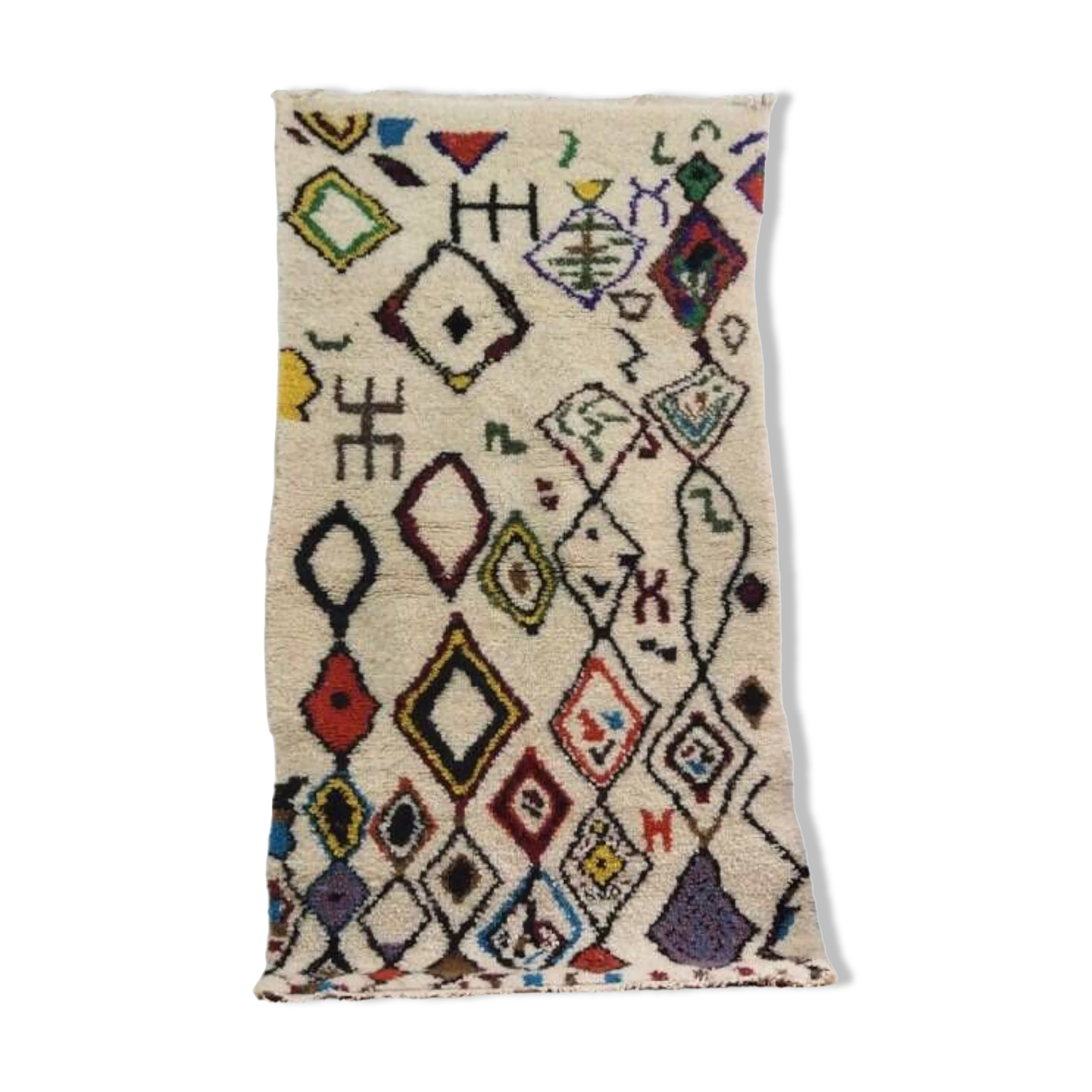 Handmade wool Berber rug 195x100 cm