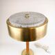 Mid-century Swedish table lamp in brass, crystal, and wood by Boréns.