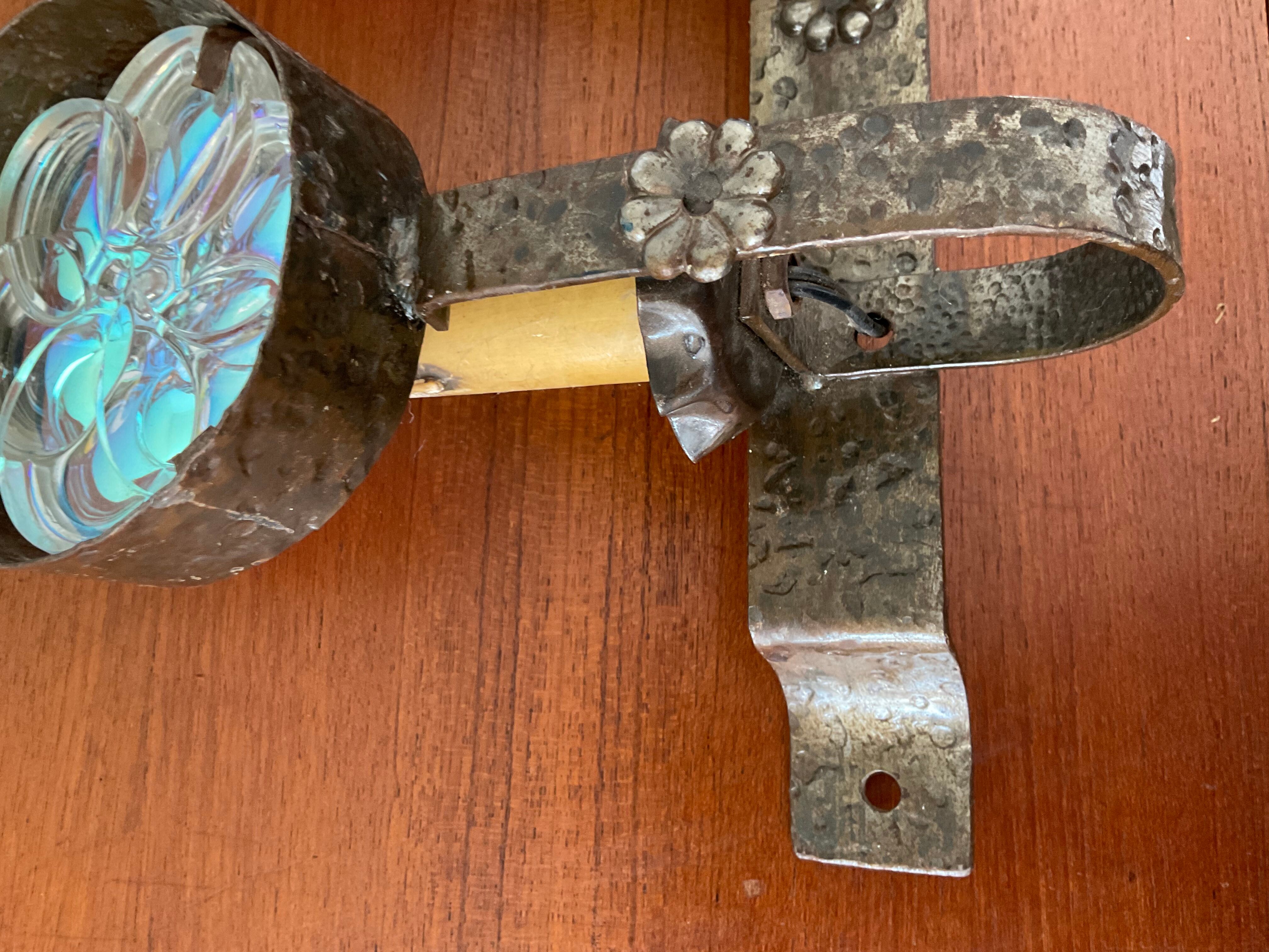 Vintage wall lamps in wrought iron and Murano glass paste from the 50s and 60s