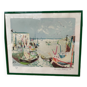 Belle Lithographie marine de Jacques Bouyssou (1926-1997)