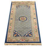 Handmade Blue Wool Chinese Rug- 92x185cm