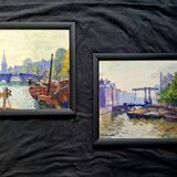 Impressionist painting - pair of oil on cardboard signed by Jehann Berjonneau.