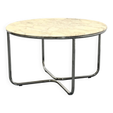 Vintage round marble dining table with tubular frame base