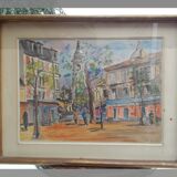 Watercolor painting Paris 1954 Jean Micas