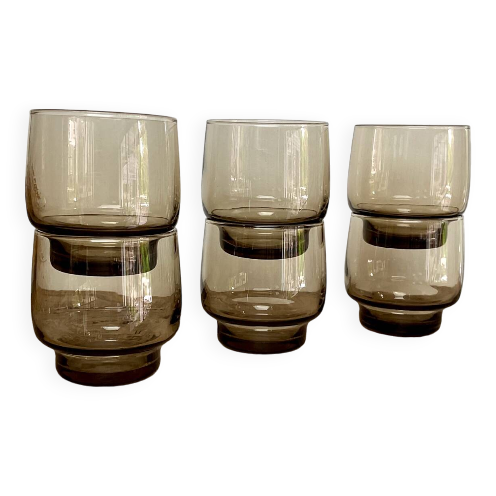 6 Luminarc smoked glass tumblers