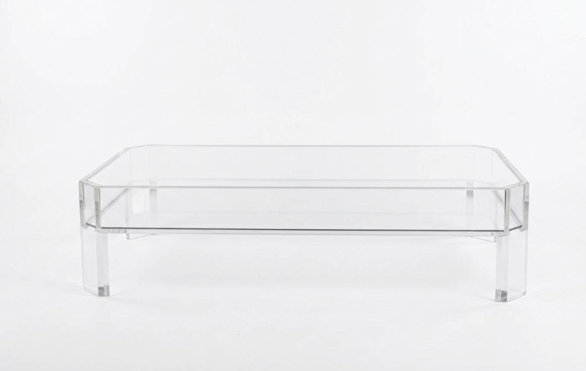 Coffee Table Design Marc Micoud Plexiglas/Lucite and Glass - 1980