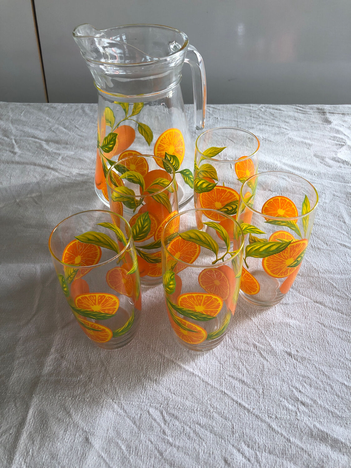 Service orangeade Vintage (cruche et 5 verres)