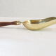 Old brass grocery grain shovel wooden handle