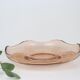Round pink glass dish, empty pocket or salad bowl, molded glass, art deco