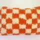 Orange Berber cushion for home decor Checkered pillow cover Moroccan cushion C