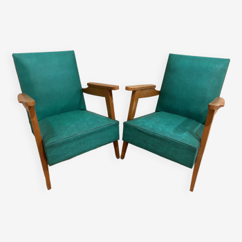 paire de fauteuils années 50 en chêne