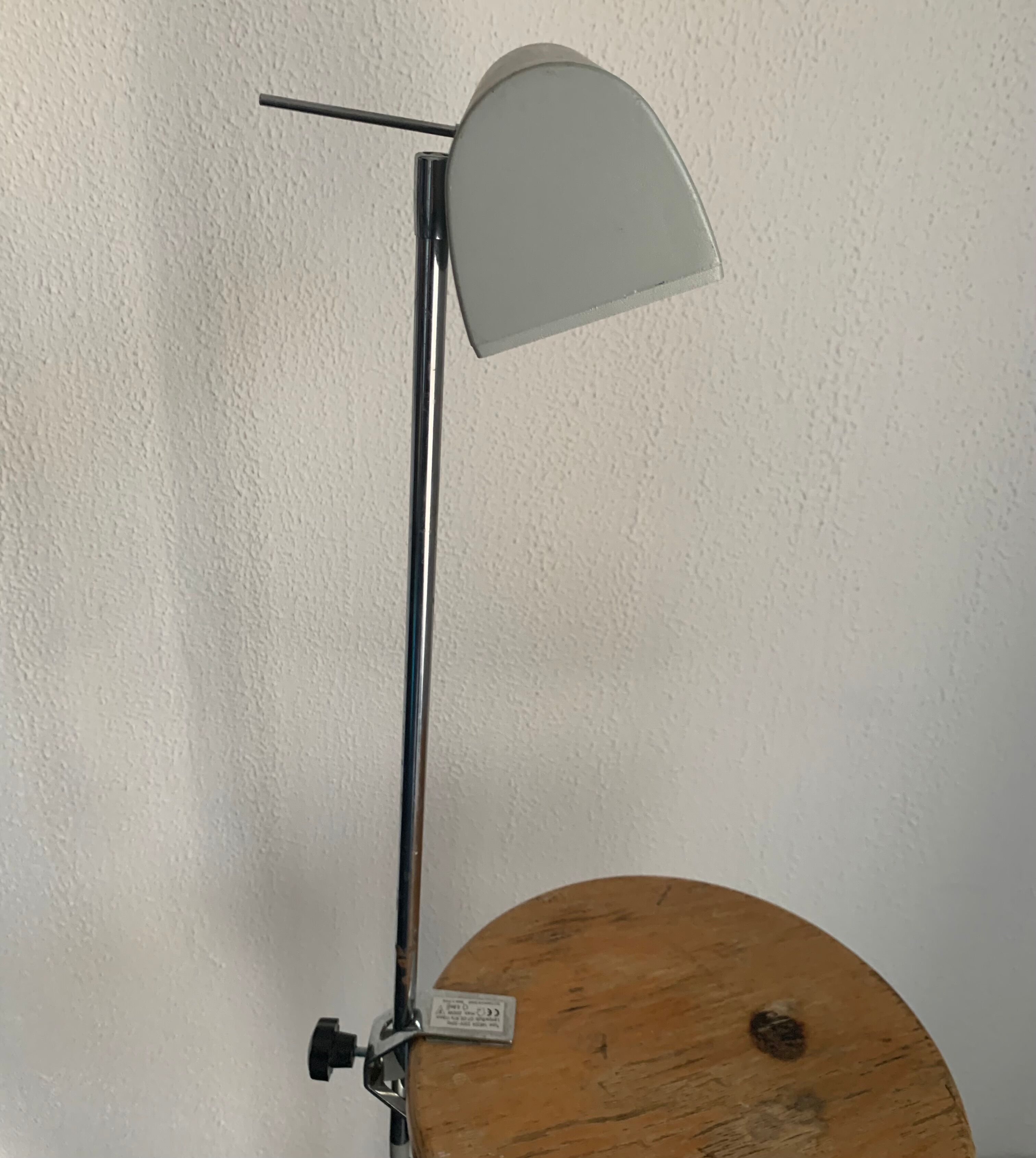 Vintage lamp 1980 medical gray cement and chrome - 50 cm