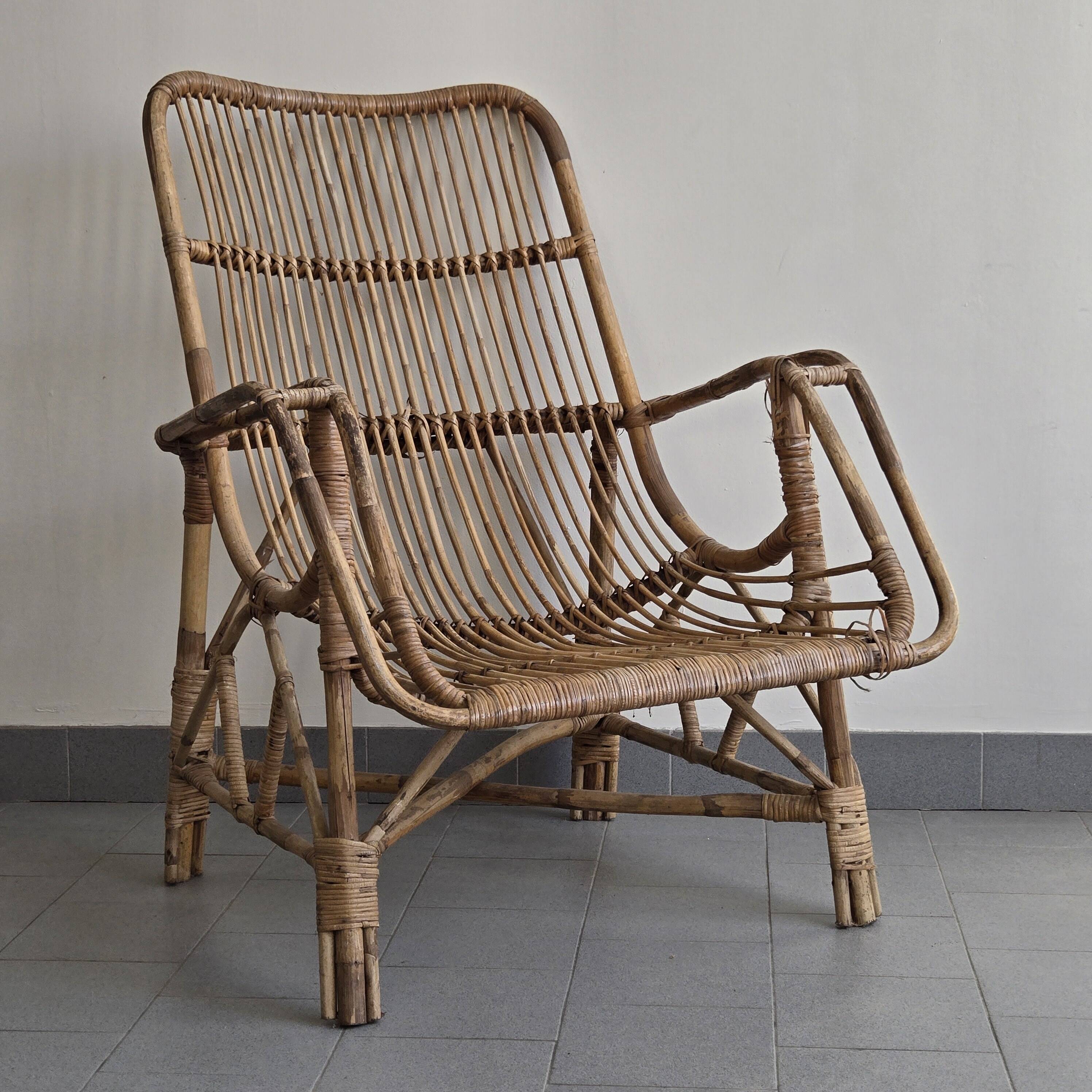 Vintage rattan armchair 1960