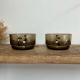 2 vintage smoked glass bowls