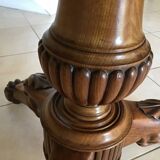 Wooden gueridon with marble, lion paw legs.