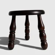 French Art Deco Tripod Stool in Chestnut, Attributed to Dudouyt, 1940s