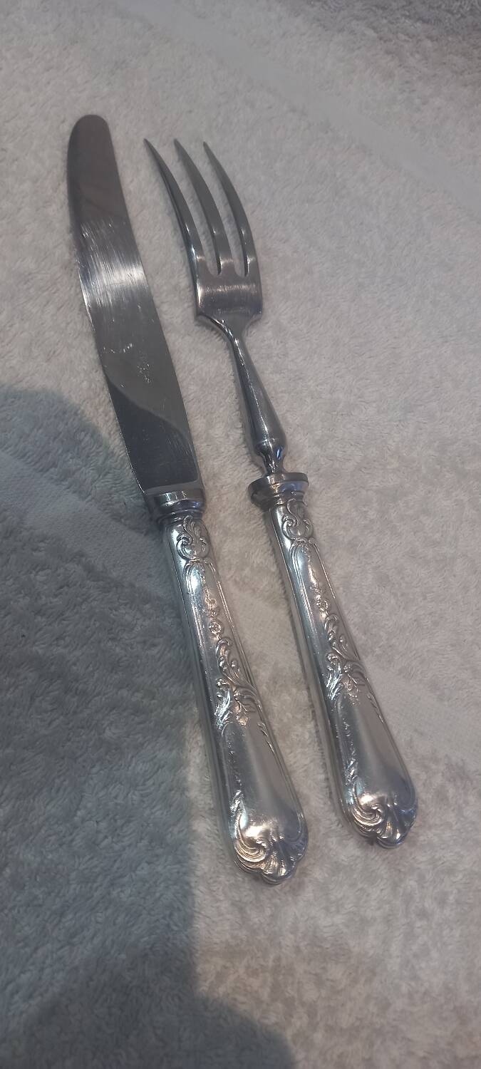 2-piece carving set, silver plated metal, Ercuis LXV 29