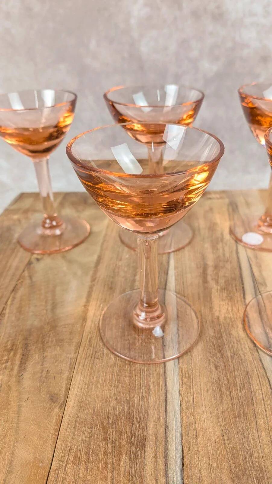 Plateau Portieux pink + 6 matching glasses