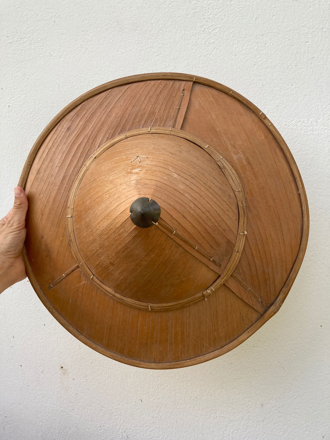 Asian hat in bamboo and vintage metal