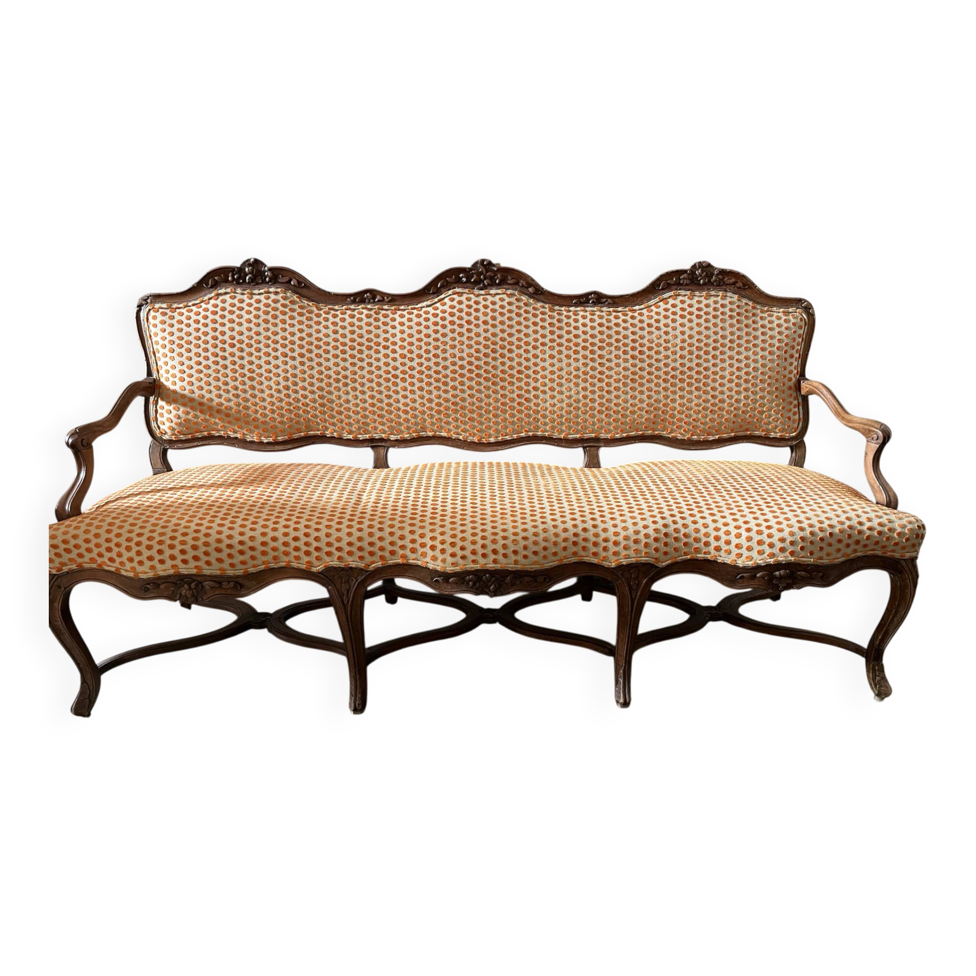 Canapé style Louis XV fin XIX ieme à entretoise