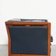 2.5-Seater Art Deco Sofa with Woodwork and Dark Blue Cowhide Leather
