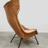 Vintage Czech Republic design wingback armchair Miroslav Navratil