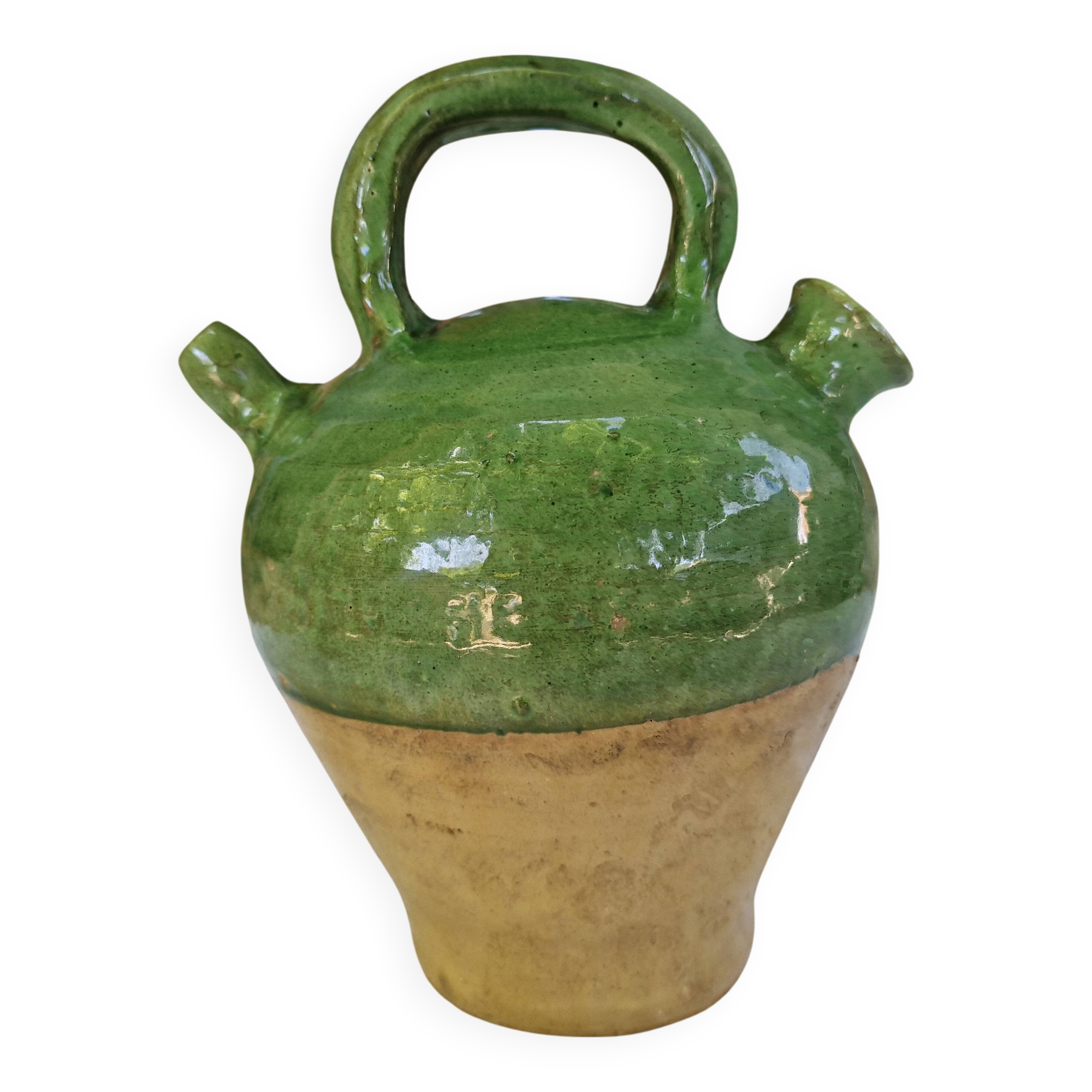 Antique Provençal jug/jug - painted on one side