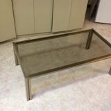 Coffee table with square tubular structure and smoked glass - 1970