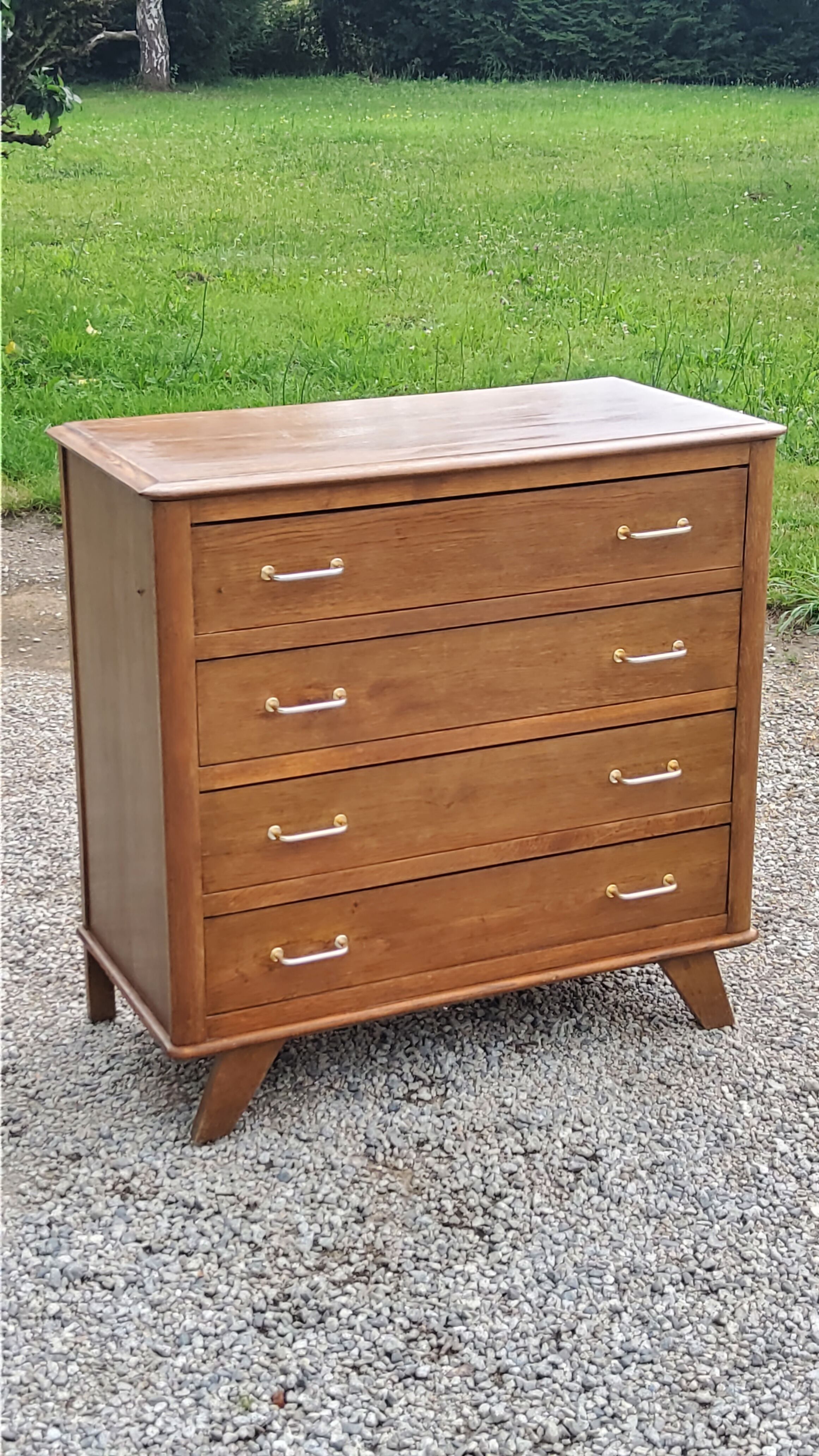 Vintage oak chest of drawers feet compass 4 drawers from the 50s