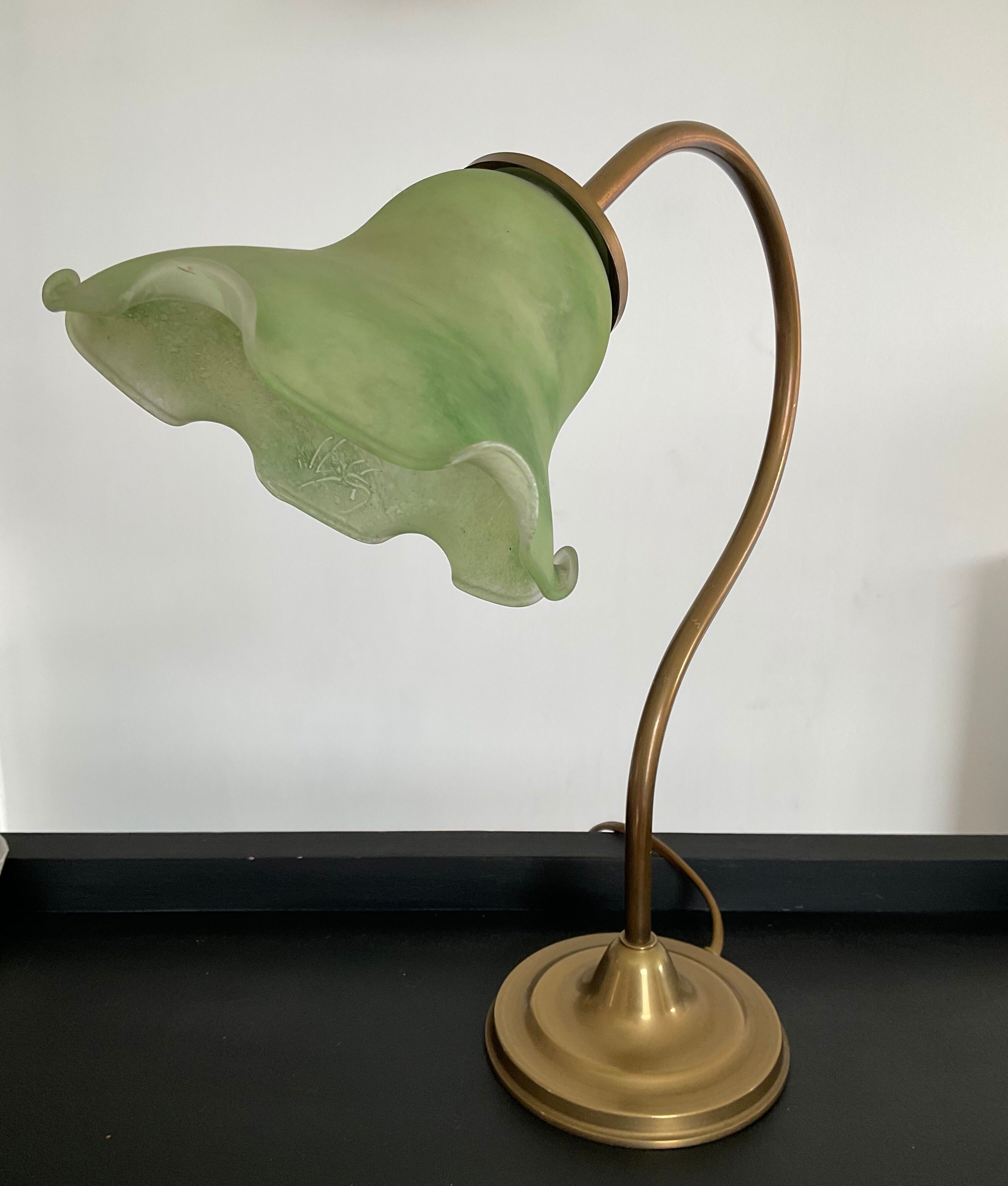 Vintage Kaelle lamp signed in brass and glass paste 70s