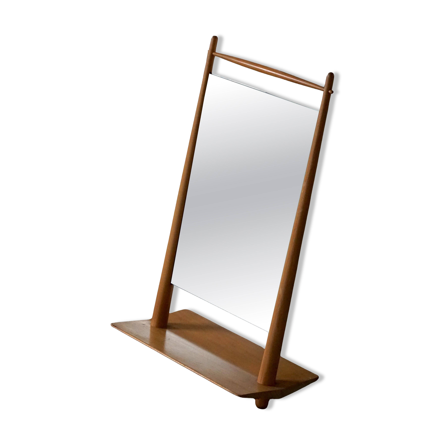 Scandinavian wooden table mirror, mid-20th century, 1950s-1960s.