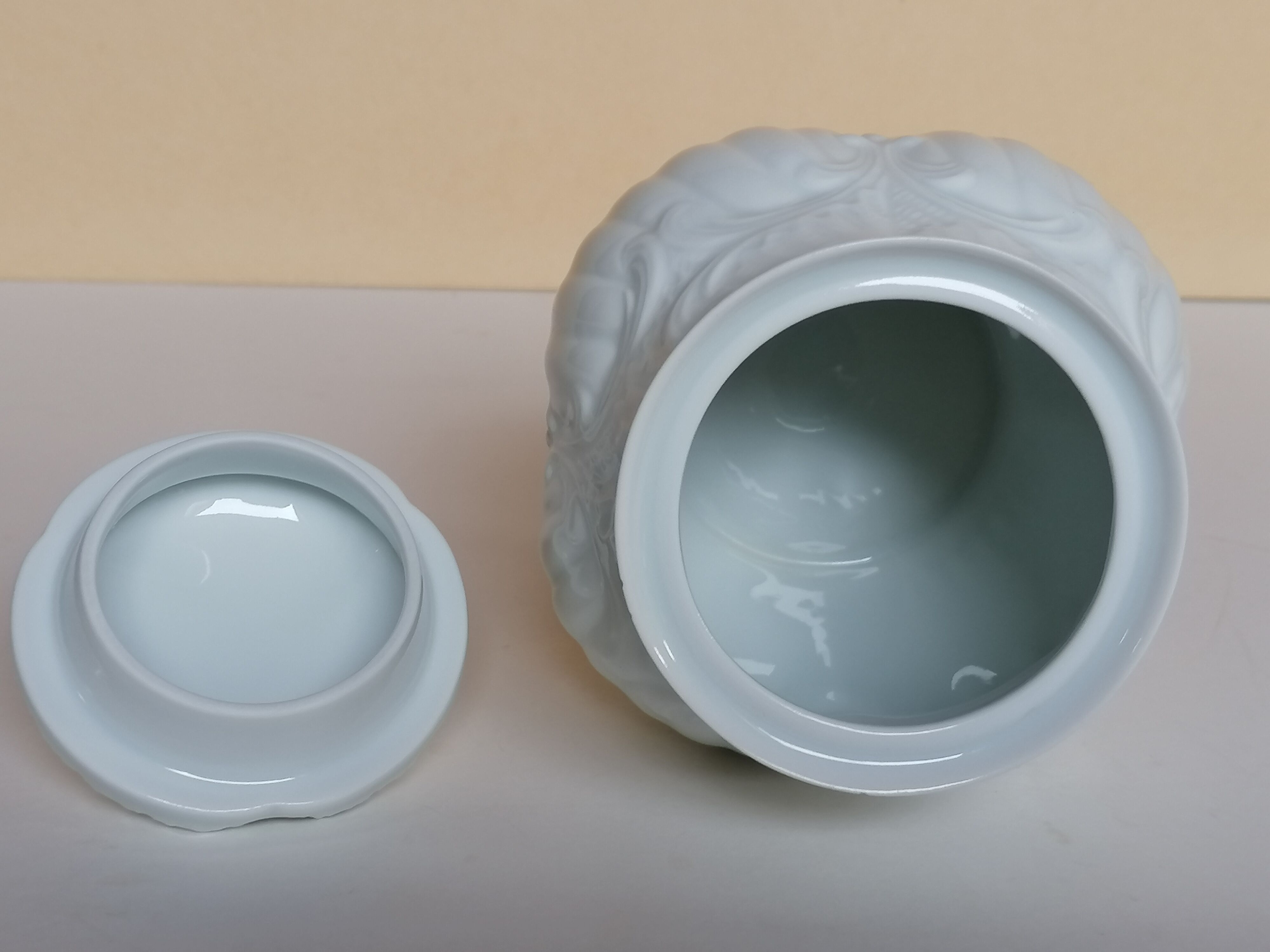 Sugar bowl in old white porcelain of Limoges