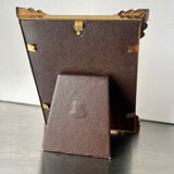Vintage art deco style metal gold colored picture frame brass 14.5 cm x 11.5 cm convex glass
