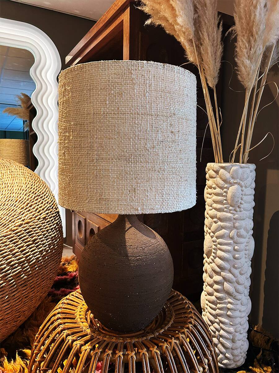 Vintage ceramic table lamp XL 'earth tones'