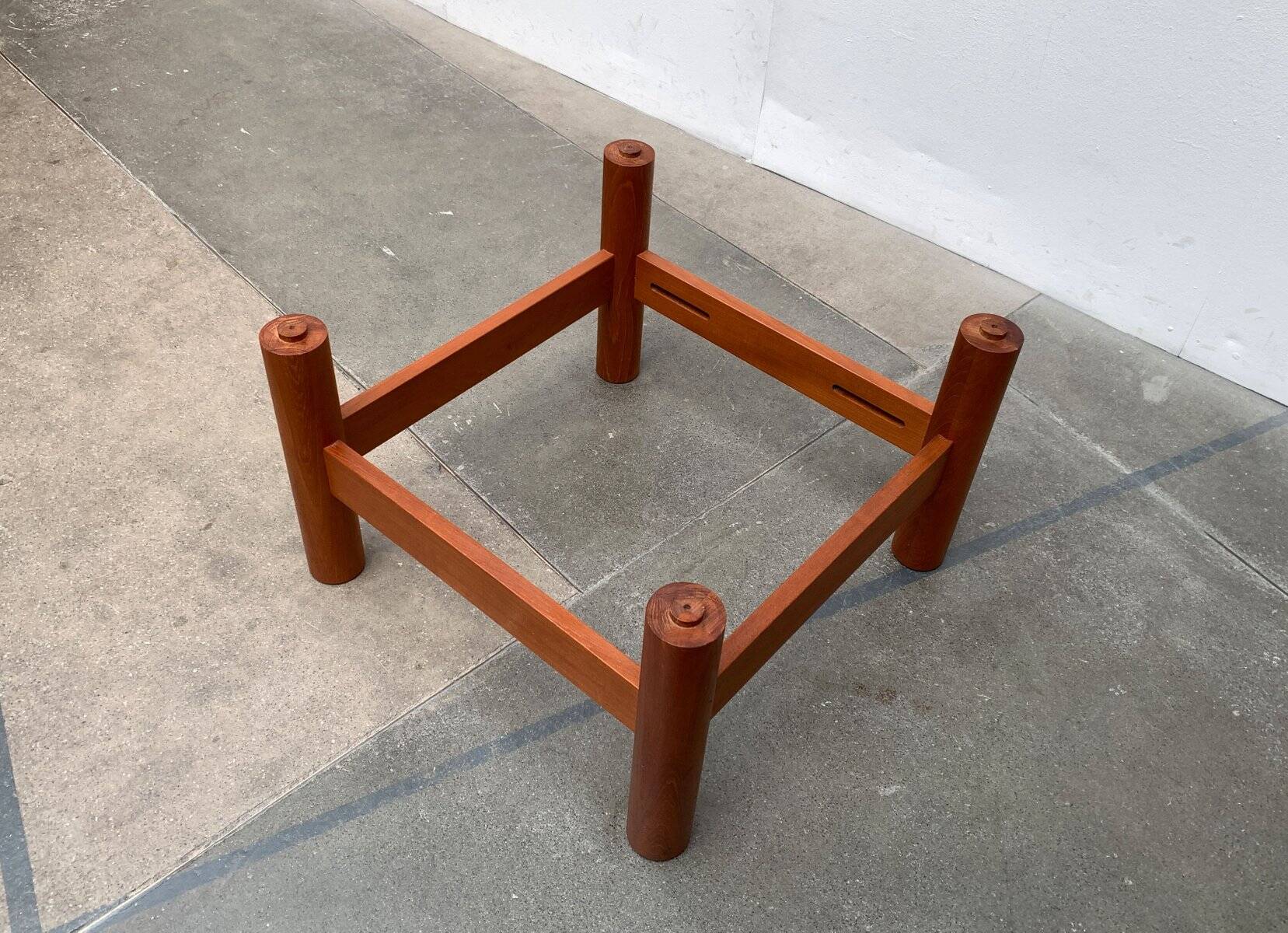 Large Danish brutalist coffee table in solid teak, 1960s.