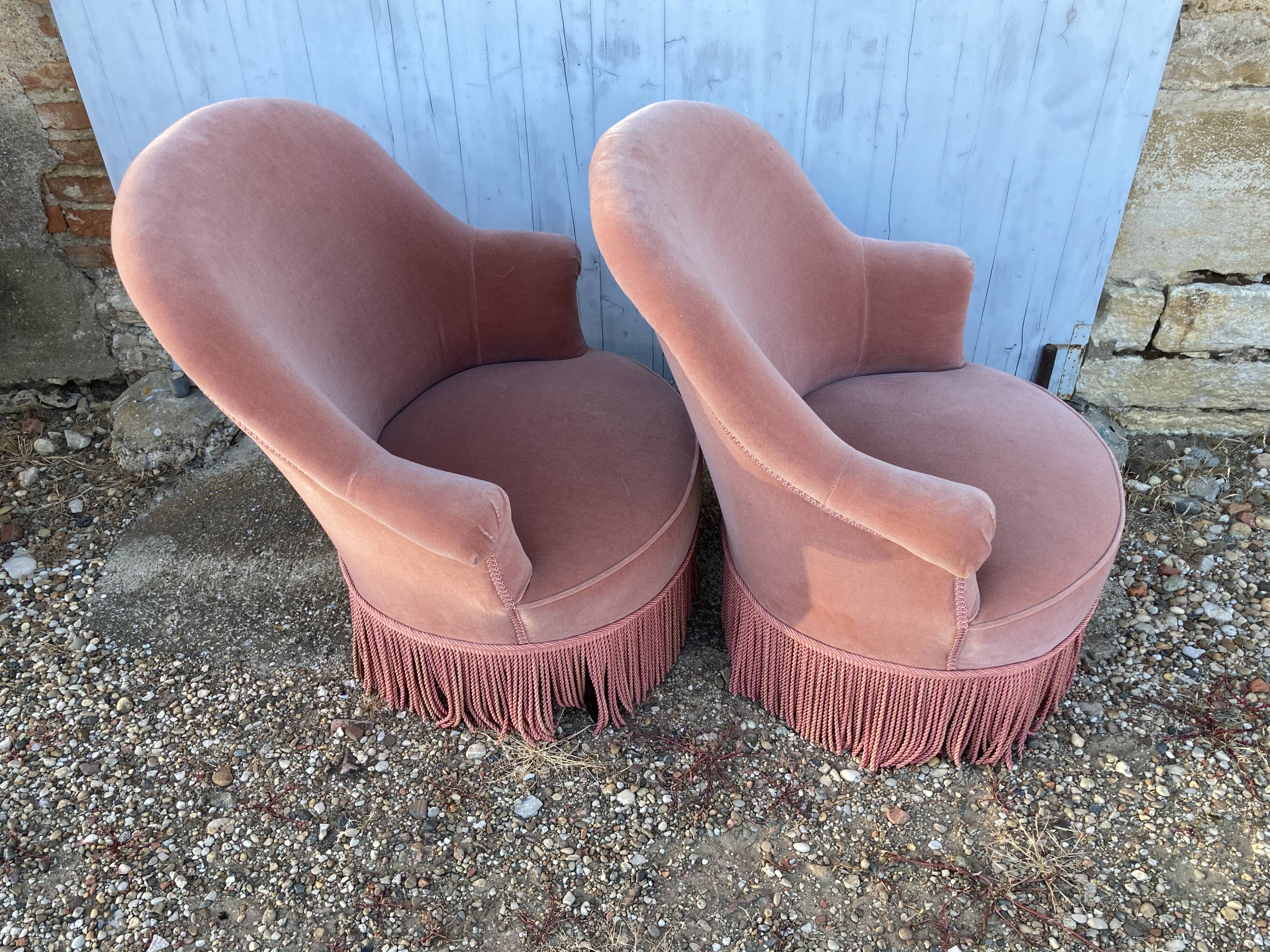 Pair of old pink toad chairs