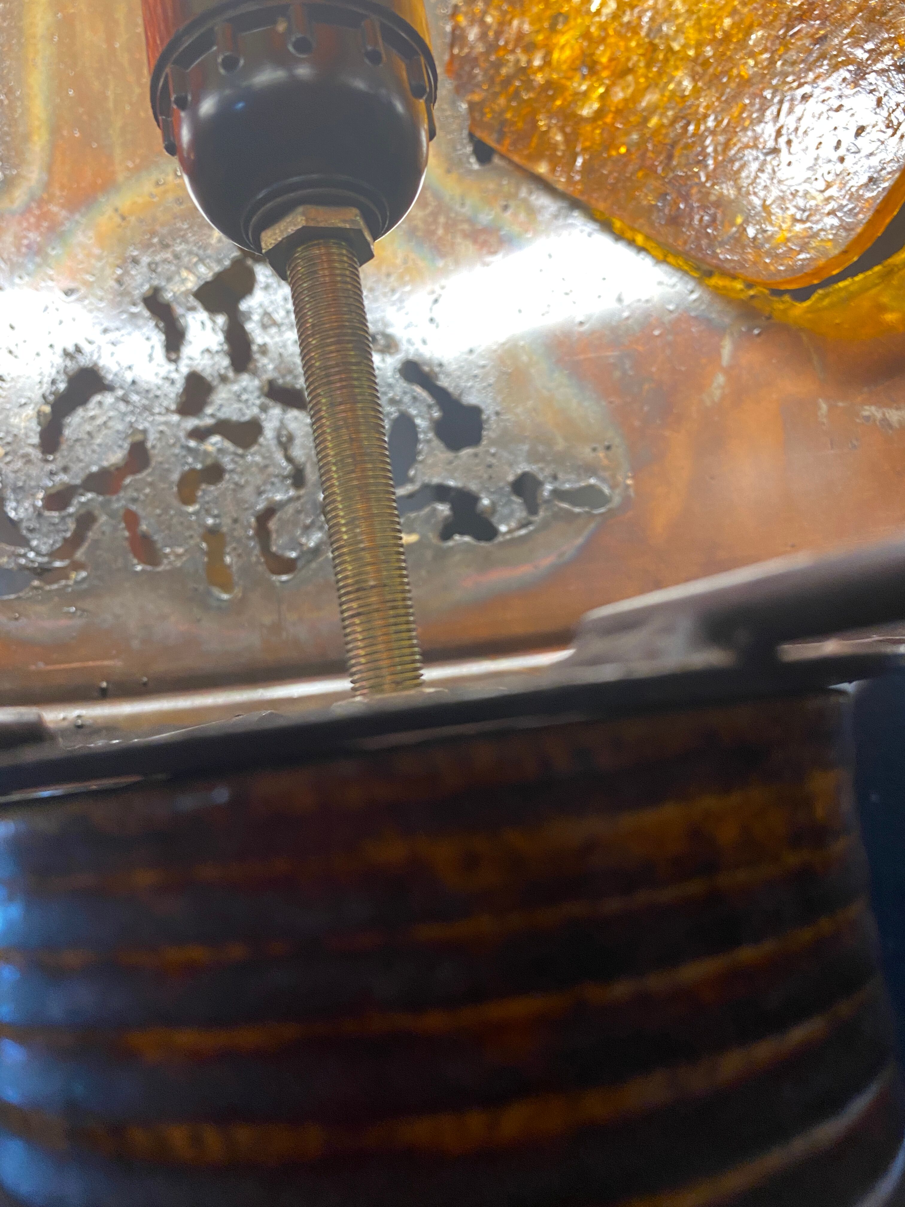 Vintage lamp ceramic copper and resin 1970