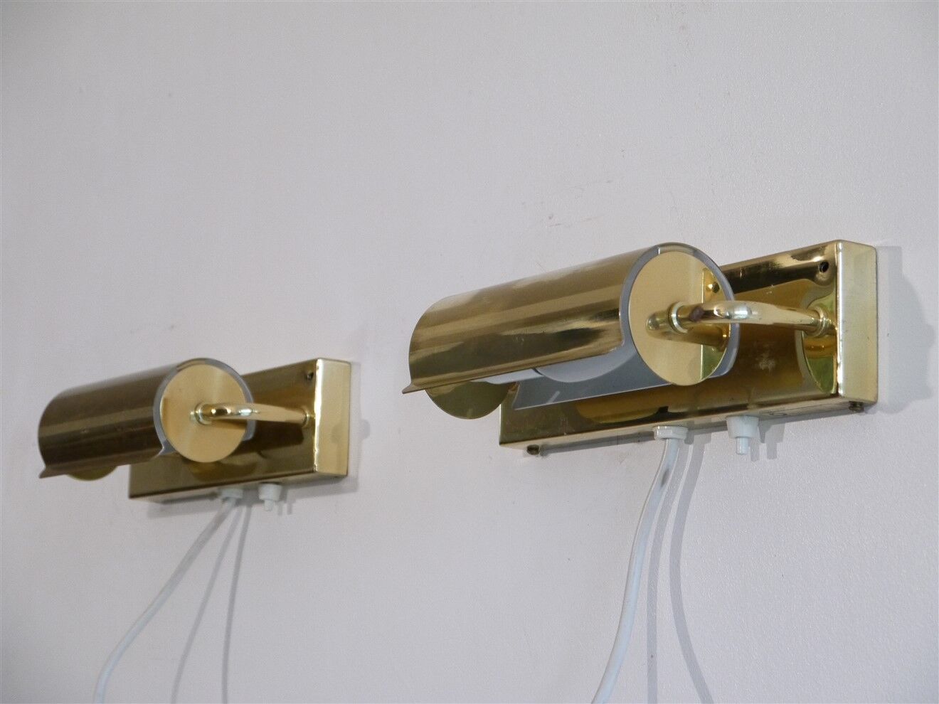 Pair of scandinavian brass wall lamps 1970