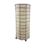 Lamp to be laid in rattan and fabric