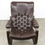 Fauteuil de salon luxueux en cuir, années 1970