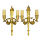 Pair of large wall sconces, torch and swans, Empire style - gilded bronze