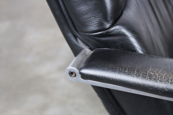 Black leather F141 armchair by Geoffrey Harcourt for Artifort, 1970s