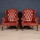 Stylish 20thc pair of english leather wing back armchairs c.1970