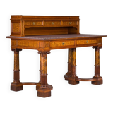 Wilhelmine secretary in walnut & exotic veneer with leather top